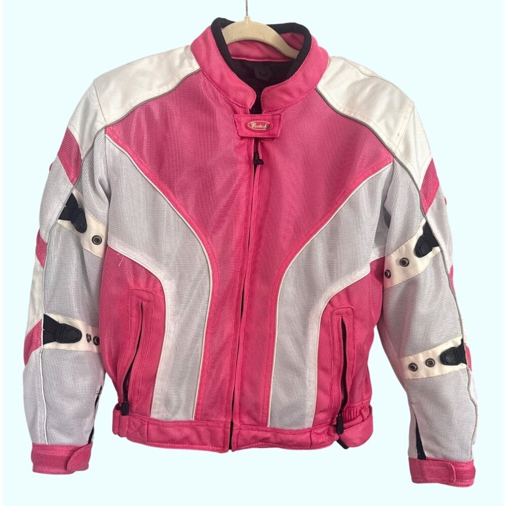 Cortech Womens Motorcycle Jacket Pink/White Mesh Size S